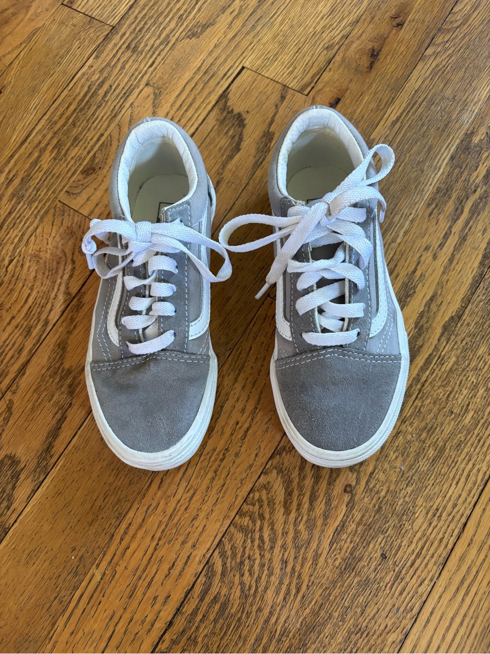 Vans Kids Gray and White Low-Top Suede Sneakers
